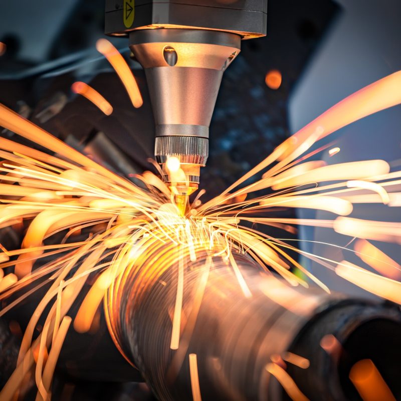 CNC Laser cutting of metal, modern industrial technology.