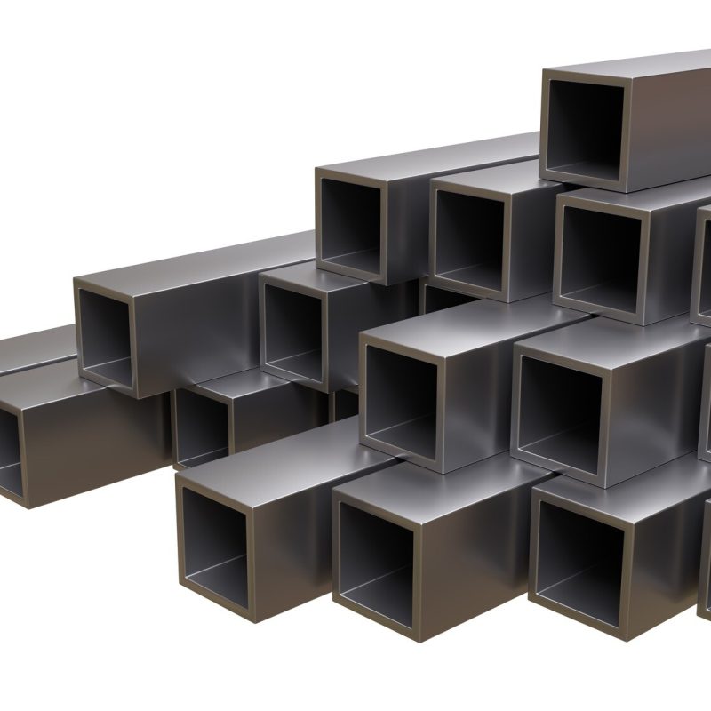 Steel hollow section beams, square shape tube isolated on white, kutu profiller, HL Metal Demir Çelik Sanayi